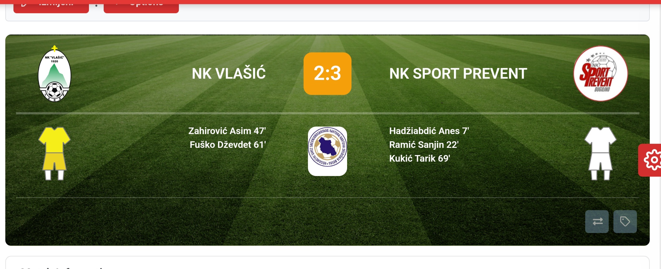 Utakmice predpionira i pionira sa ekipama NK Vlašić